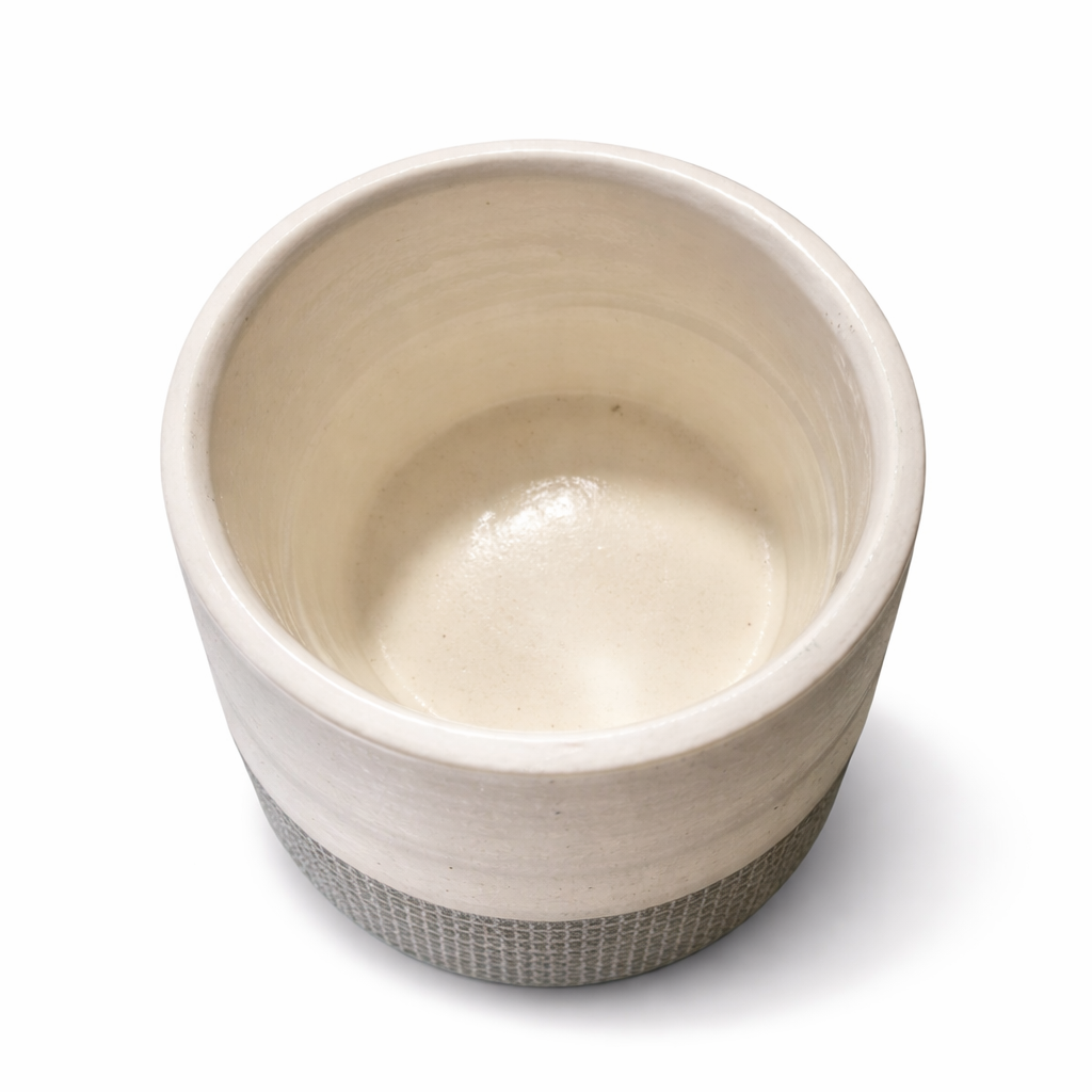 Ceramic Plant Pot - Grey & White | Houseplant Pot 14cm