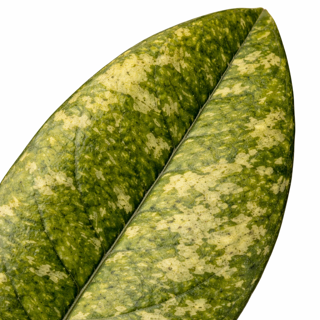 Close-up of a green leaf with a white background