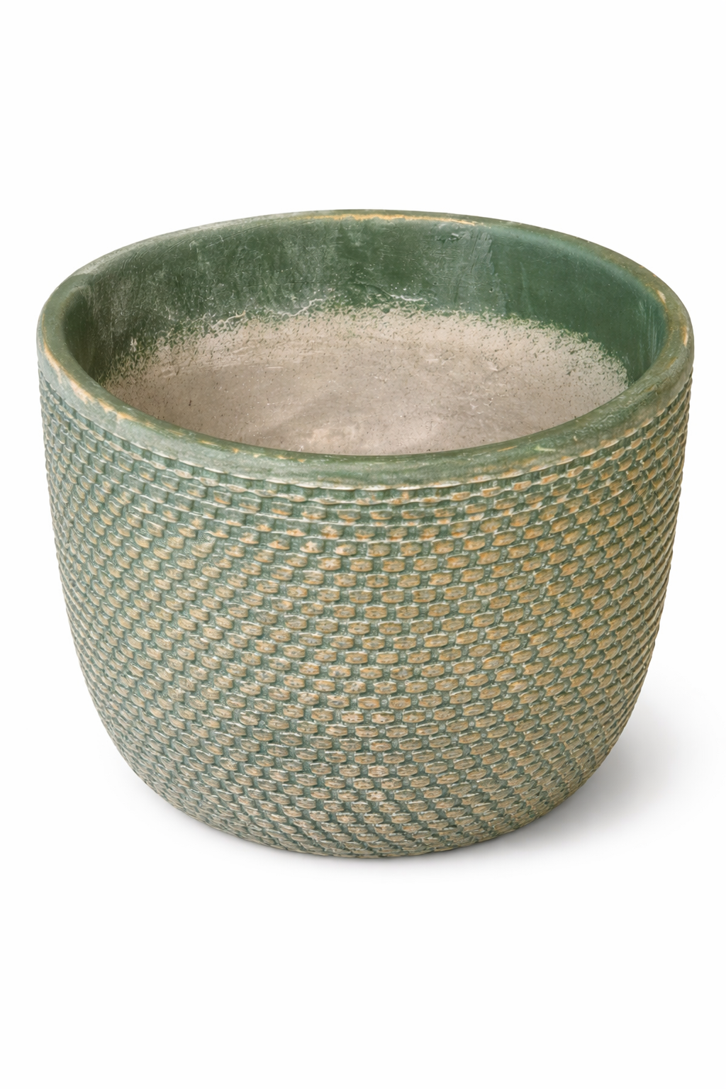 Sage Green and Gold Ceramic Plant Pot - 12cm | Houseplant Pot