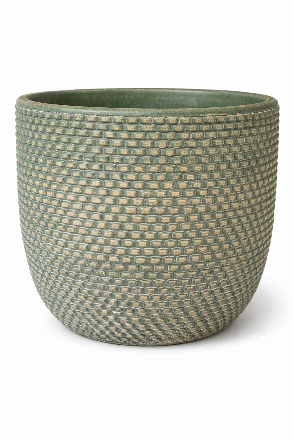 Sage Green and Gold Ceramic Plant Pot - 12cm | Houseplant Pot